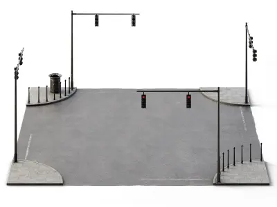 X Crossing Set 14m x 14m Low-poly 3D model