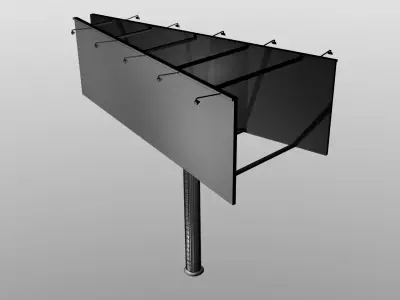 Billboard on pole Low-poly 3D model