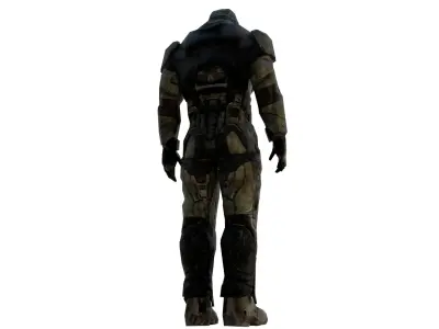 Futuristic Soldier 3D Model Rigged for Games Cinematics Low-poly 3D model