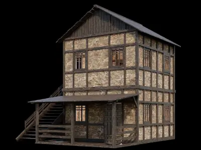Medieval Village Asset 06 - 4K Textures Game Ready Low-poly 3D model