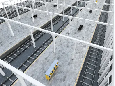 Train Station 01 Low-poly 3D model