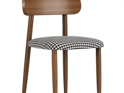Nordic Style Armless Chair Wood Open Back Dining Side Chair 3D model