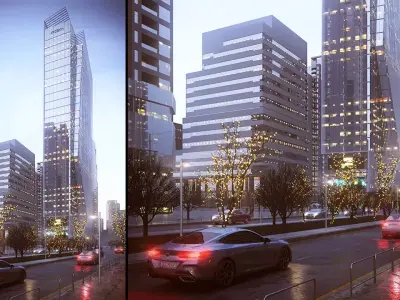 SKYSCRAPER CITY BUILDING metal glass 3D model 3D model