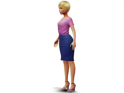 Young Woman - Smart Casual Clothes - Chic Street Style Outfit HP 3D model