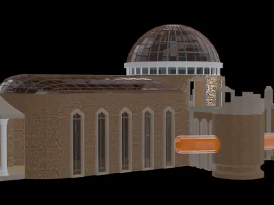 low poly castle model game ready building Low-poly 3D model