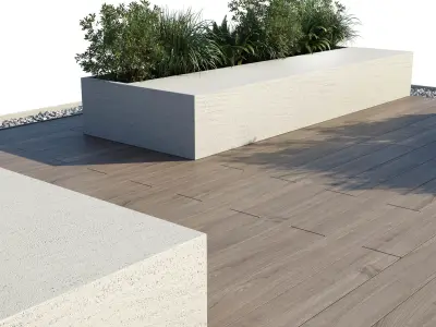 Backyard  Urban Environment Urban Furniture Green Benches 3D model