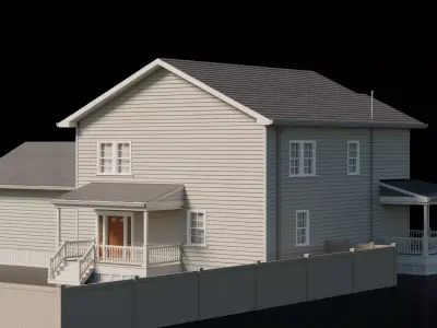 American Cottage House 10 Low-poly 3D model