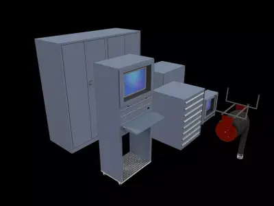Industrial Workshop Props Pack - Cabinets and Equipment Free low-poly 3D model