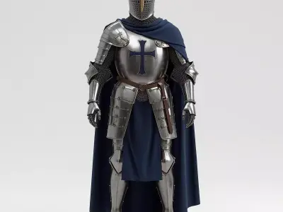 Engraved Noble Knight Armor 3D Model Elven Plate Suit Low-poly 3D model