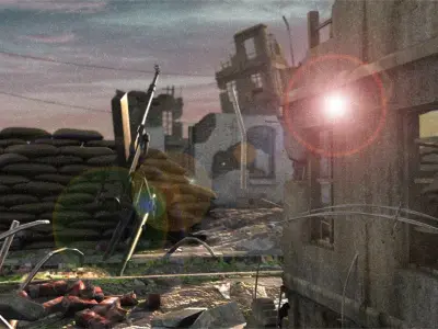 Ruins battlefield seaside scene sea stronghold 3D model