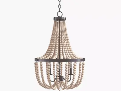 Kenroy Home 93131BS Dumas 3 Lt Wood Bead Chandelier 3D model