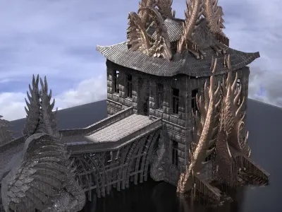 Dragon bridge Temple 1 3D model