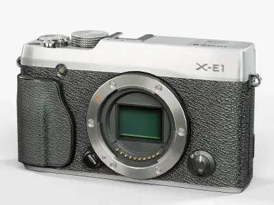 Fujifilm X-E1 Silver mirrorless digital camera Low-poly 3D model