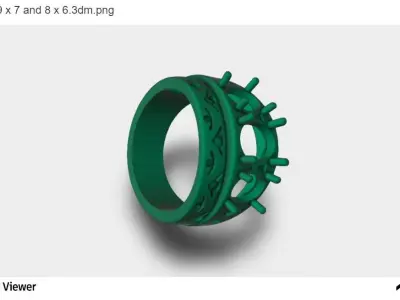 Men Ring with Three ovals Cut Center Stone 3D print model