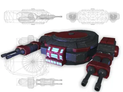 Turret-drone sci-fi low poly Low-poly 3D model