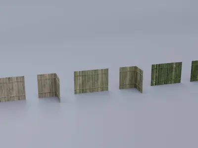 Modular Wooden Fence 3D model