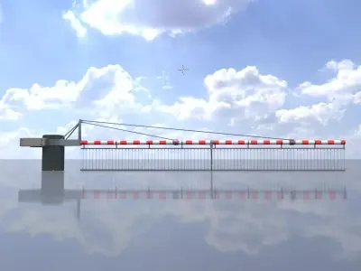 Railway Crossing Barrier 8 m with protective grid closed  Low-poly 3D model