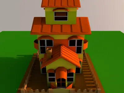 Low poly cartoon house  Low-poly 3D model