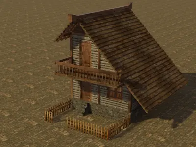 Medieval house 4 Low-poly 3D model