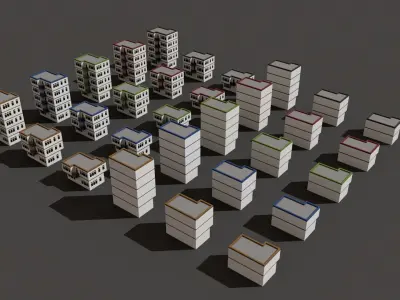 Cartoon Building Low Poly Building D 30 Variant Low-poly 3D model