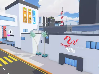 LowPoly Cyberpunk City Low-poly 3D model