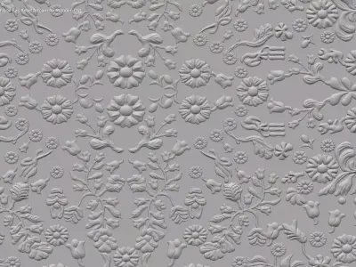 Wooden Door Floral Bas Relief Artcam Design 3D print model