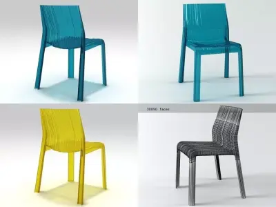 Frilly four plastic chairs 3D model