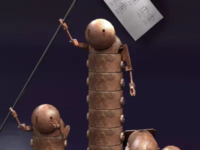 EB - Little robot Low-poly 3D model