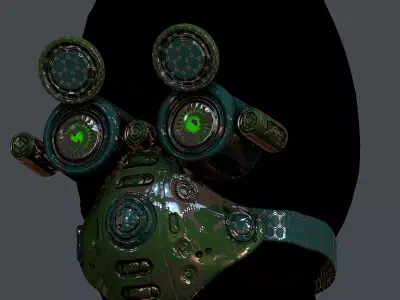 Gas mask helmet 3d model scifi Low-poly Low-poly 3D model