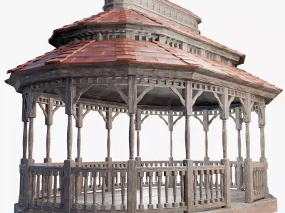 PBR Wooden Pergola 3D model