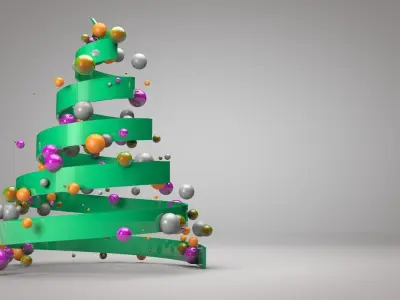 Animated 3D Ribbon Christmas Tree 3D model