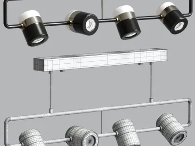 Ling linear pendant Collection 3D model