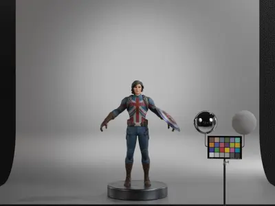 Captain Carter Low-poly 3D model