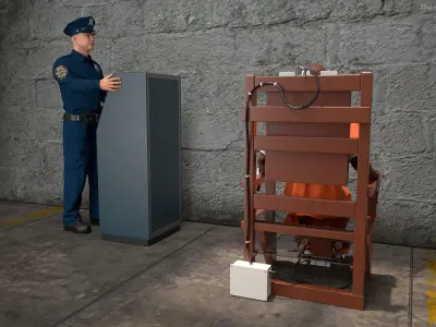  Prisoner on Electric Chair and Officer 