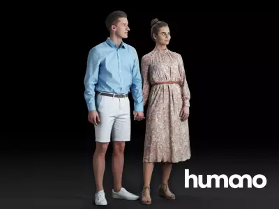 Humano Man Woman - Couple holding hands 051213 3D model