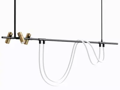 Jeremaih Light Black LED Dimmable Kitchen Island Linear Pendant 3D model