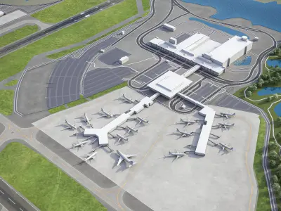 Norfolk - International Airport - ORF Low-poly 3D model