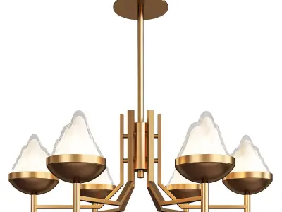 AMINA brass chandelier with four glass shades Low-poly 3D model