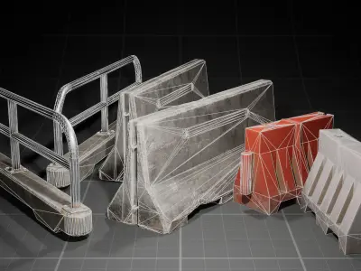 Used Road Props batch02 Low-poly 3D model