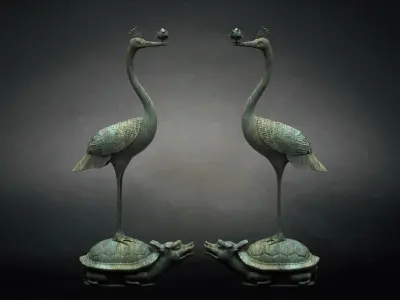Turtle cultural relics crane model ancient bronze  3D model