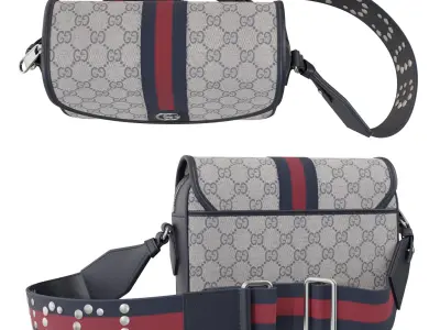 A collection of women branded bags 3D model