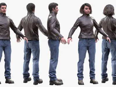 Casual Outfit 2 - MaleFemale MH UE5 Skeletons - Rigged 3D model