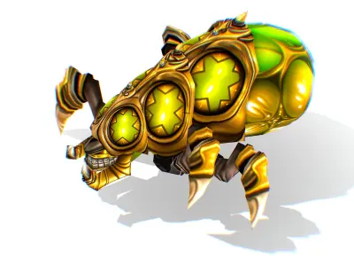 Animated Green Flea Monster Bug 01 Low-poly 3D model