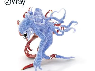 Alien Creature Model Pack with Tentacles and Eyes Low-poly 3D model