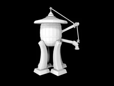 wooden Water Tank Low-poly 3D model