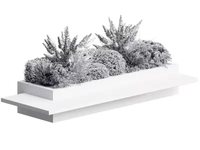 Bench with Plants - Urban Furniture 08 3D model