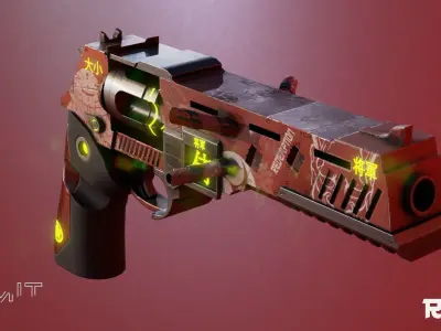 Cyberpunk Revolver Low-poly 3D model