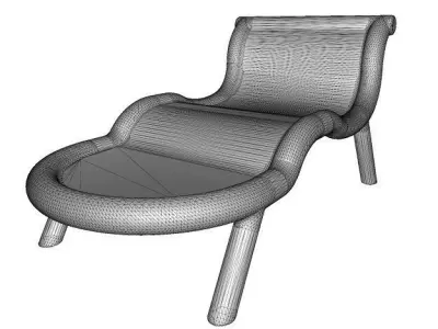 Wooden Lounge Chair Low-poly 3D model