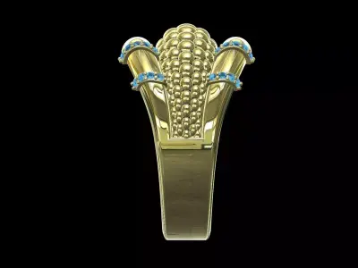 Beaded Dome Statement Ring 14K Gold 3D print model