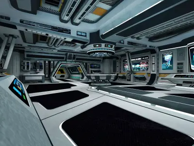 Science fiction internal spacecraft environment Low-poly 3D model